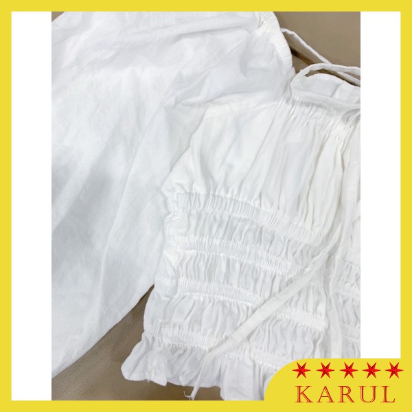 Áo croptop trắng trễ vai buộc dây cổ, Áo croptop trắng trễ vai bèo sang chảnh phong cách Hàn Quốc | BigBuy360 - bigbuy360.vn