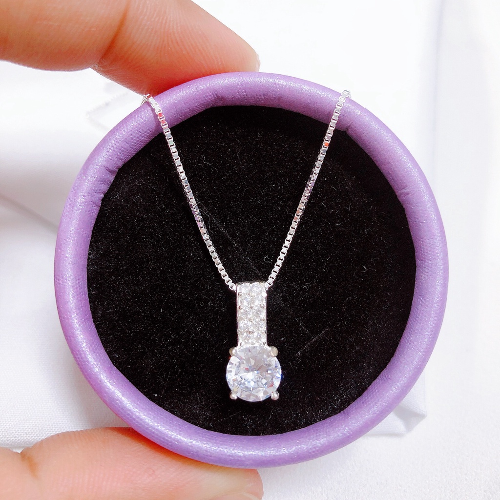 Dây chuyền nữ bạc thật mặt đá nhẹ nhàng xinh xắn LINH MIU SILVER