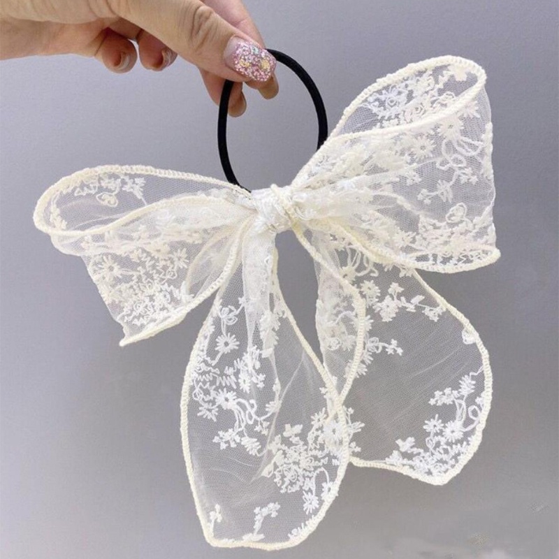 Dây Buộc Tóc Vải Ren Lưới Mềm Mại Thắt Nơ Xinh Xắn