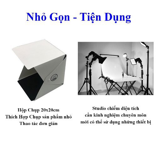 [FSShop] Hộp Chụp Sản Phẩm 20x20cm LightRoom Có Đèn LED - Tặng 2 phồng nền - Tặng dây nguồn điện Fire_Shop