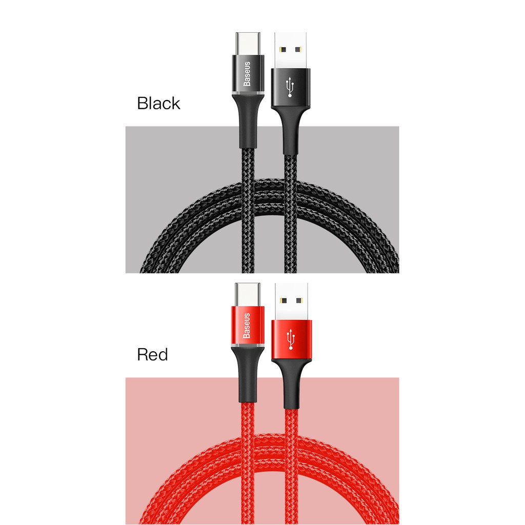 Cáp sạc nhanh Baseus Halo Data USB to Type C 2M ( 2A Quick charge 3.0, LED Light indicator)