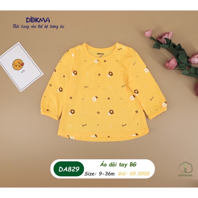 9-36M Áo dài tay bé gái Dokma DA829
