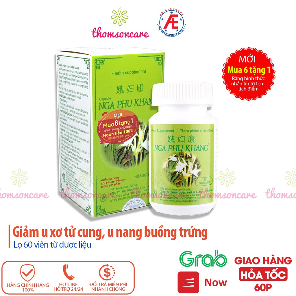 Nga Phụ Khang Mua 6 tặng 1 bằng tem tích điểm - hỗ trợ giảm U xơ tử cung, u nang buồng trứng từ cây Trinh nữ hoàng cung