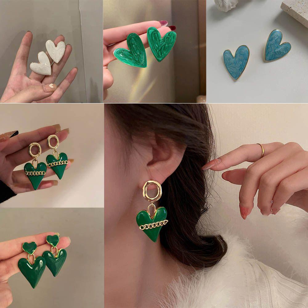 EUCA Bông Tai Dáng Dài Mặt Hình Trái Tim Thời Trang Cho Nữ