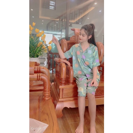 siêu phẩm bộ pyjama đùi lửng cực xinh lụa latin