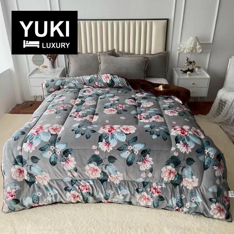 Chăn Nỉ Lông Cừu YUKI Siêu Ấm  Mền YUKI Dày Mịn, Kèm Túi Xách, Kích Thước 2mx2m3, Nặng 4kg - Hàng Xuất Nhật