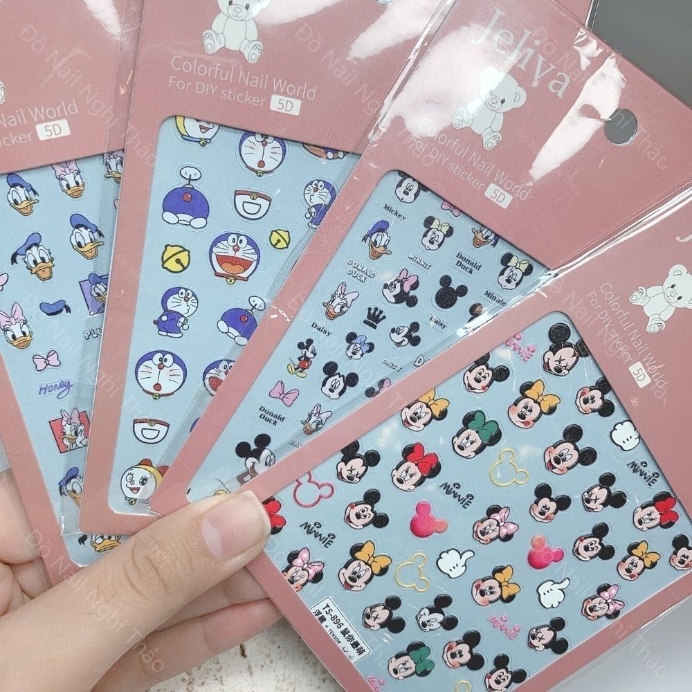 Sticker nail lụa hoạt hình 5D