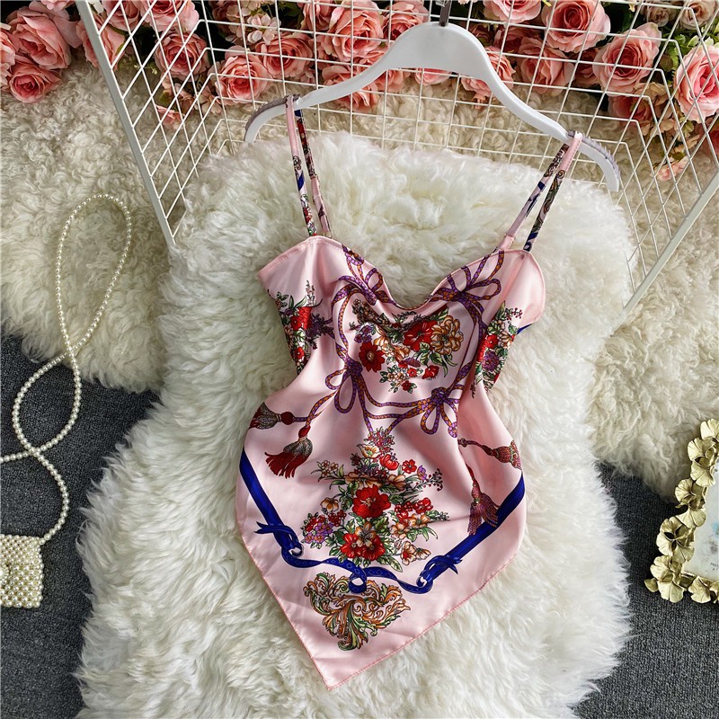 [Mã WAMT10K giảm 10k cho đơn 0k] Áo yếm cột nơ lưng, họa tiết khăn lụa thổ cẩm. Loại 1 lớp vải lụa mỏng | BigBuy360 - bigbuy360.vn