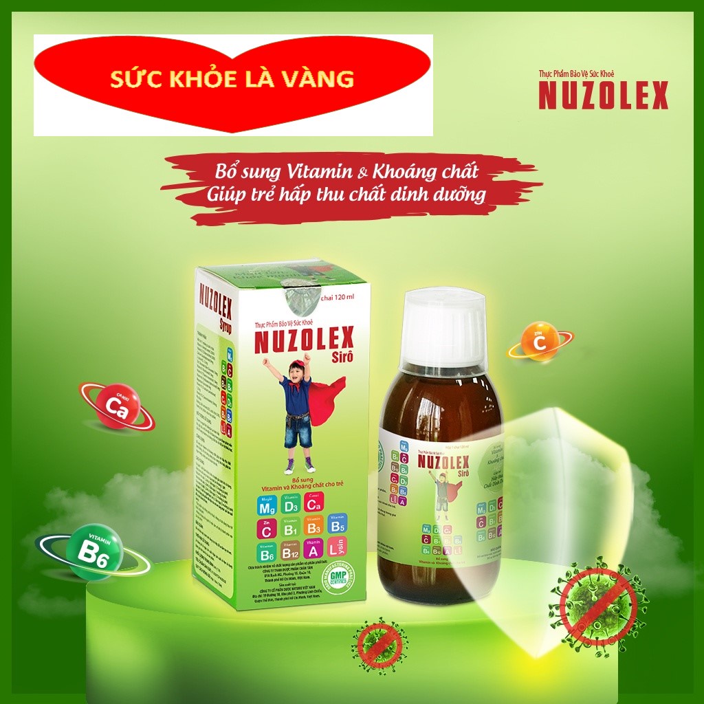Chai Siro NUZOLEX 120ml - bổ sung Vitamin, khoáng chất tăng sức đề kháng cho trẻ em
