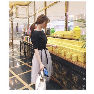 Đầm xoè phối lưới