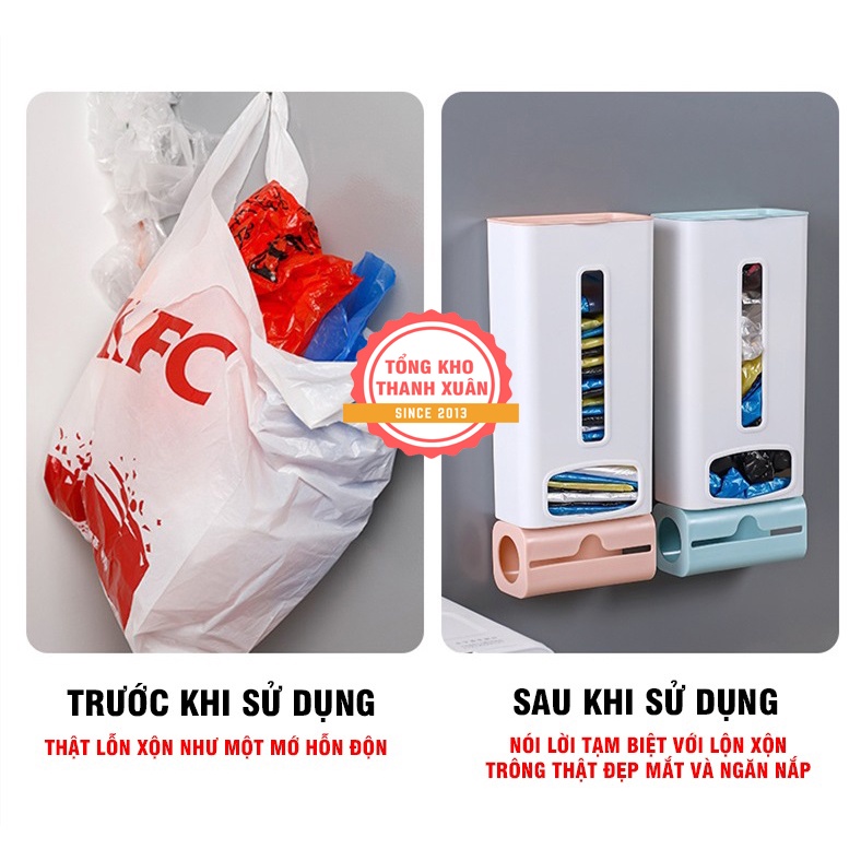 Hộp Đựng Túi Nilong Treo Tường Cao Cấp ❤️RẺ VÔ ĐỊCH❤️ Hộp Đựng Túi Rác 2 Ngăn Dán Tường Tiện Lợi