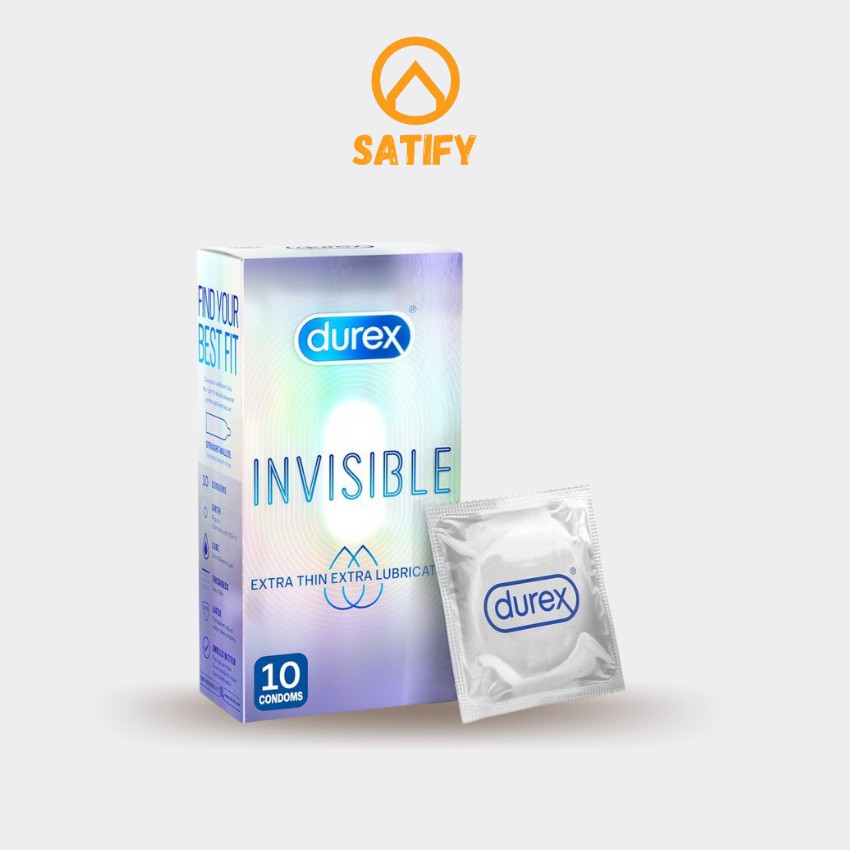 Bao cao su mỏng Durex Invisible Extra Lubricated hộp bao cao su 10 bao siêu mỏng chính hãng Satify