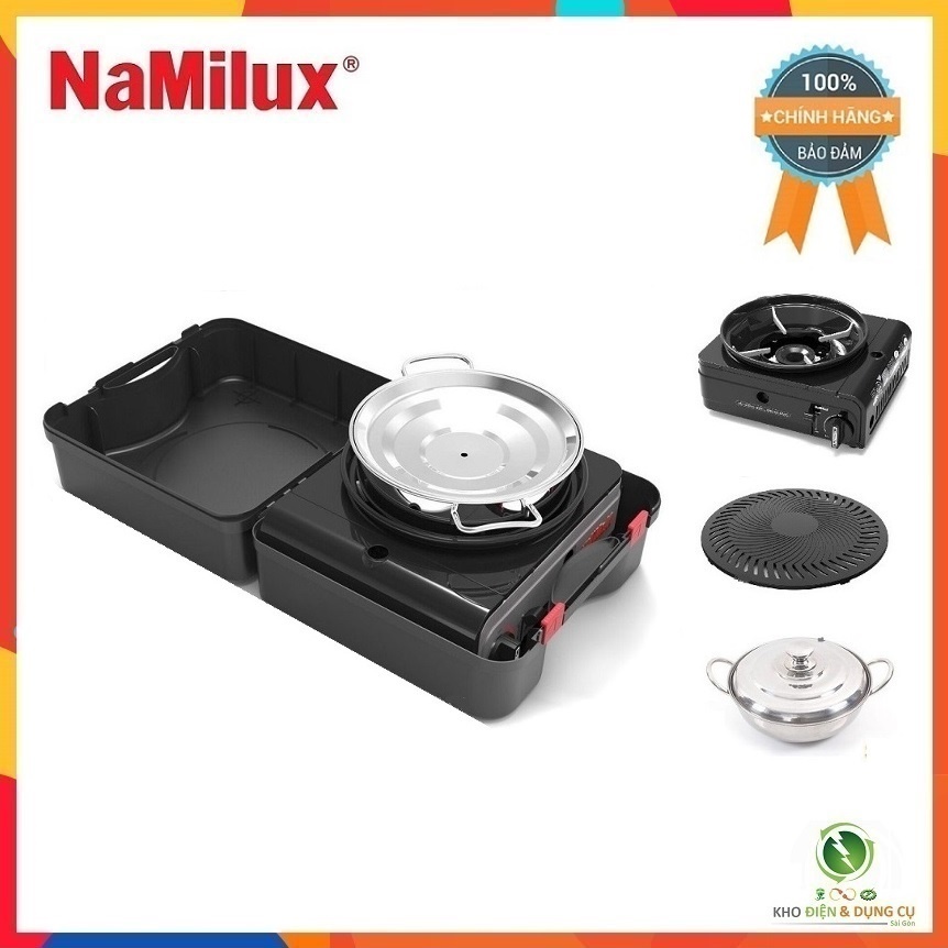 BẾP GAS ĐA NĂNG NƯỚNG KHÔNG KHÓI + NẤU GS2821PF CÓ NỒI ĐI KÈM VÀ HỘP NHỰA TIỆN LỢI ĐI DU LỊCH