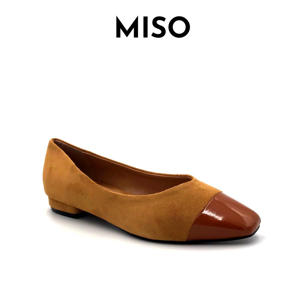 Giày búp bê nữ basic mũi vuông trendy phối màu mới lạ độc đáo gót cao 2cm đi làm đi chơi MISO M036