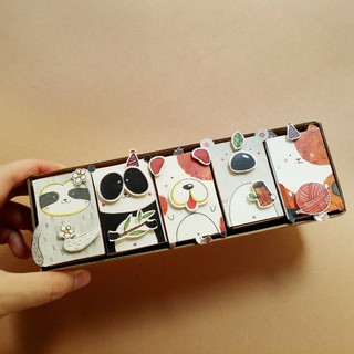 Thiệp Sinh Nhật Hộp Diêm DIY - Set 5 Hộp - Lười, Cún, Mèo, Koala, Gấu Trúc