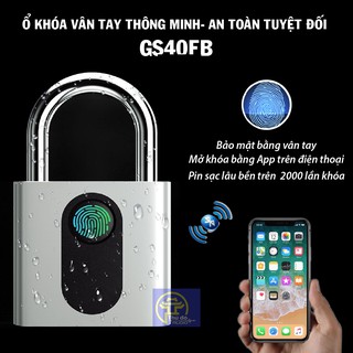Ổ khóa vân tay thông minh OKLOK GS40FB mở bằng vân tay hoặc App điện thoại (bluetooth) mẫu mới nhất
