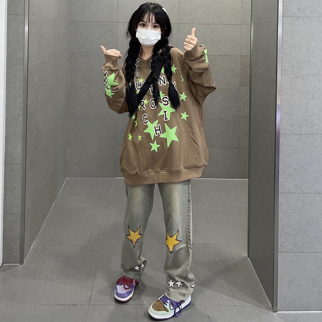 Quần Jeans Dài Ống Rộng Lưng Cao Thời Trang Đường Phố Mỹ Mới Năm 2021 Dành Cho Nữ