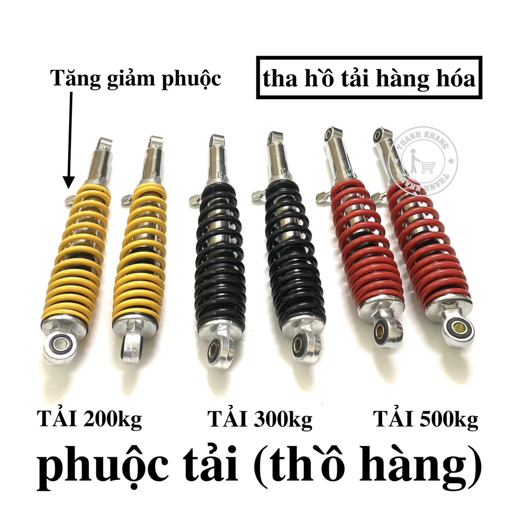 Phuộc tải hàng (phuộc thồ) có khoen tăng chỉnh tha hồ tải hàng hóa với phuộc tải 200kg,300kg,500kg thanh khang CGV666