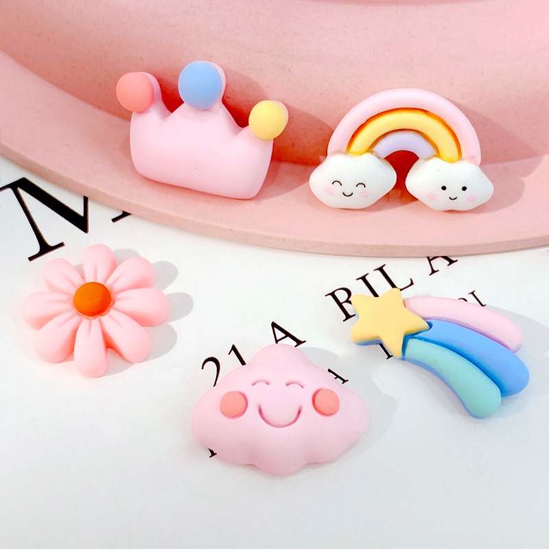 Set 5 charm họa tiết xinh xắn kèm miếng dán - UniLabel