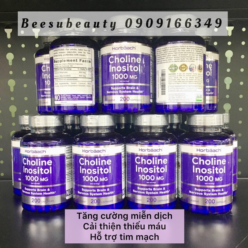 Horbaach Choline Inositol 1000mg 200 vien tăng cường miễn dịch, tim mạch