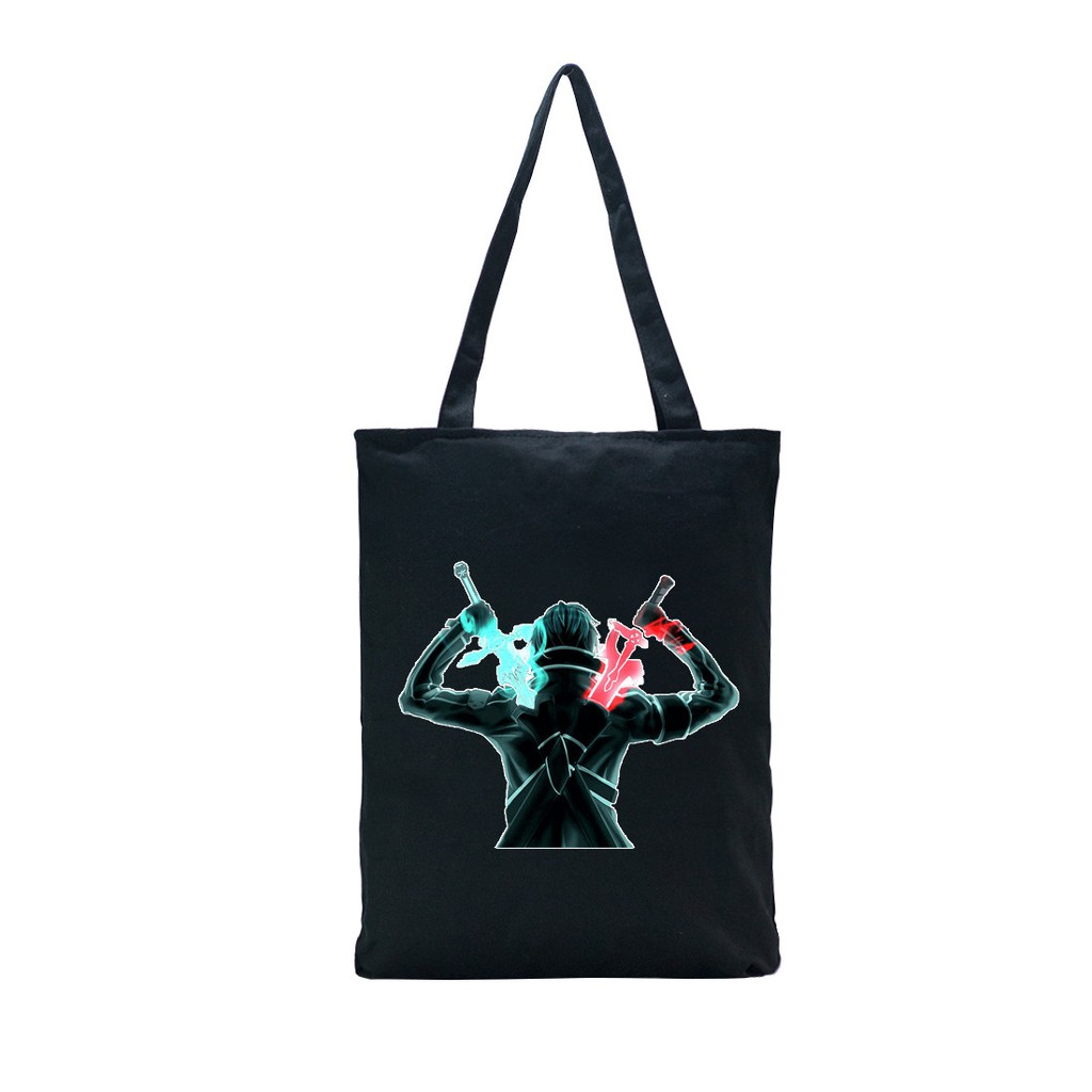 Túi tote vải đen in hình Sword Art Online anime M02