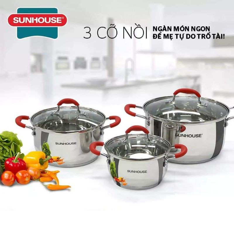 BỘ NỒI INOX 5 ĐÁY SUNHOUSE LOẠI 1