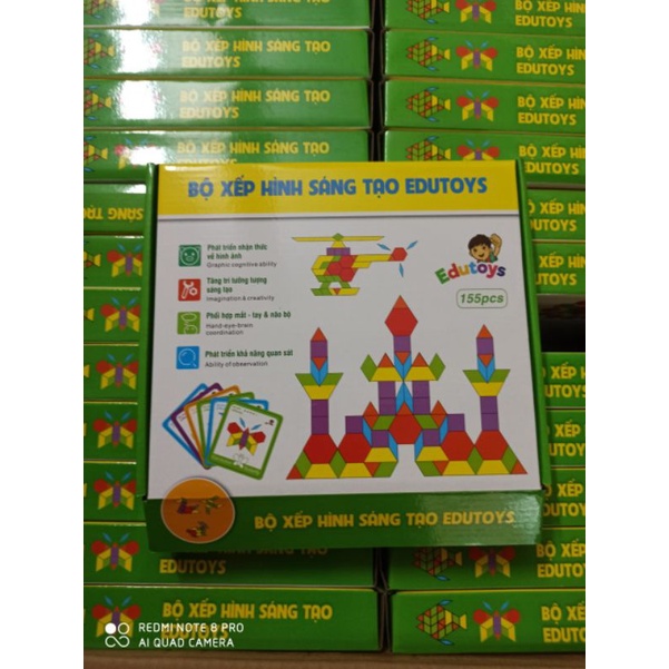 XẾP HÌNH SÁNG TẠO EDUTOYS 155 CHI TIẾT BẰNG GỖ