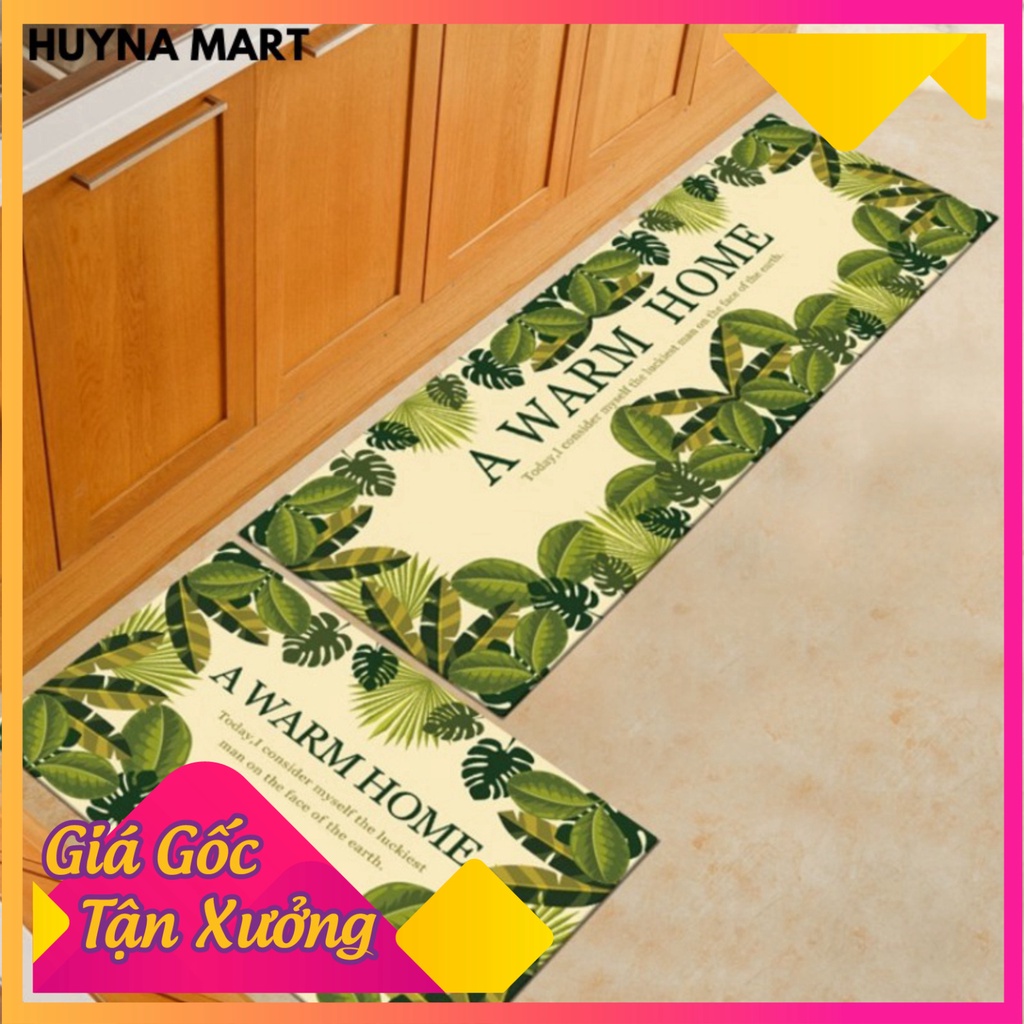 Bộ 2 Thảm Nhà Bếp 3D Cao Cấp Siêu Thấm Nước Chống Trơn Trượt HUYNA MART (2 thảm 40*60cm &amp; 40*120cm) T02