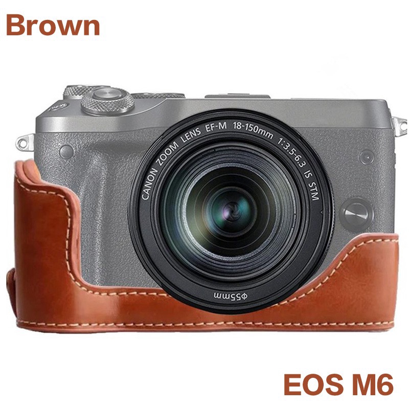 Bao da PU bảo vệ nửa thân dưới tiện lợi dành cho máy ảnh Canon EOS M6 EOSM6