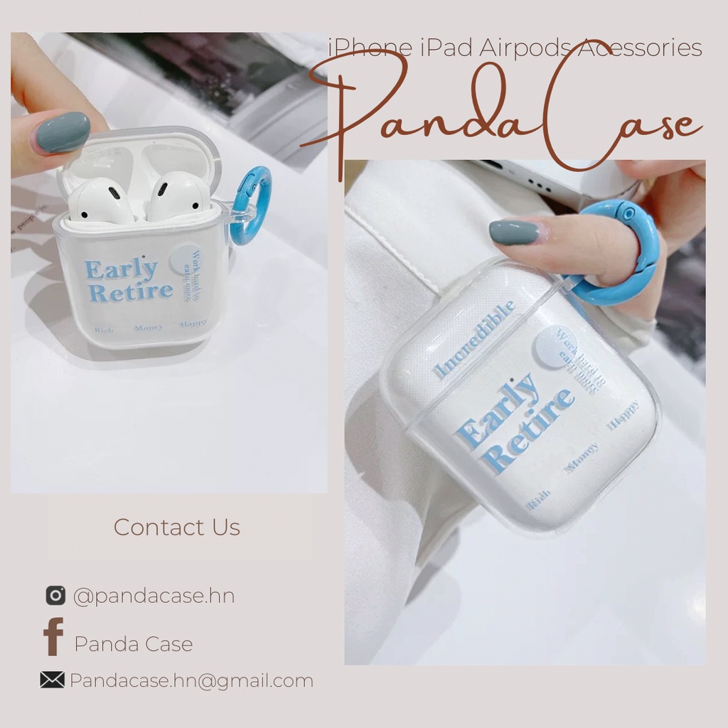 Vỏ case bảo vệ tai nghe airpods 1 2 3 pro - Ốp airpods trong suốt in hình kèm móc xinh xắn