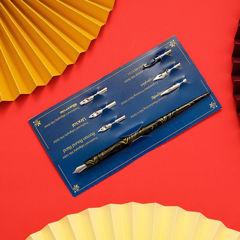 Goo Giá Đỡ Bút Thư Pháp / Vẽ Tranh Nghệ Thuật Bằng Gỗ Hoa Cương 6 Ngòi