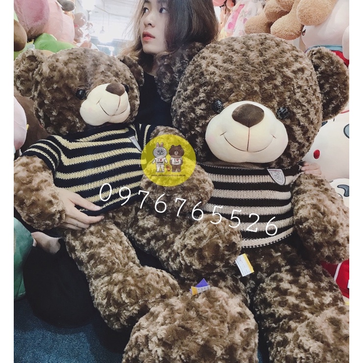 Gấu bông Teddy áo len kẻ hàng nhập khẩu cao cấp - Xưởng gấu bông Việt Nam