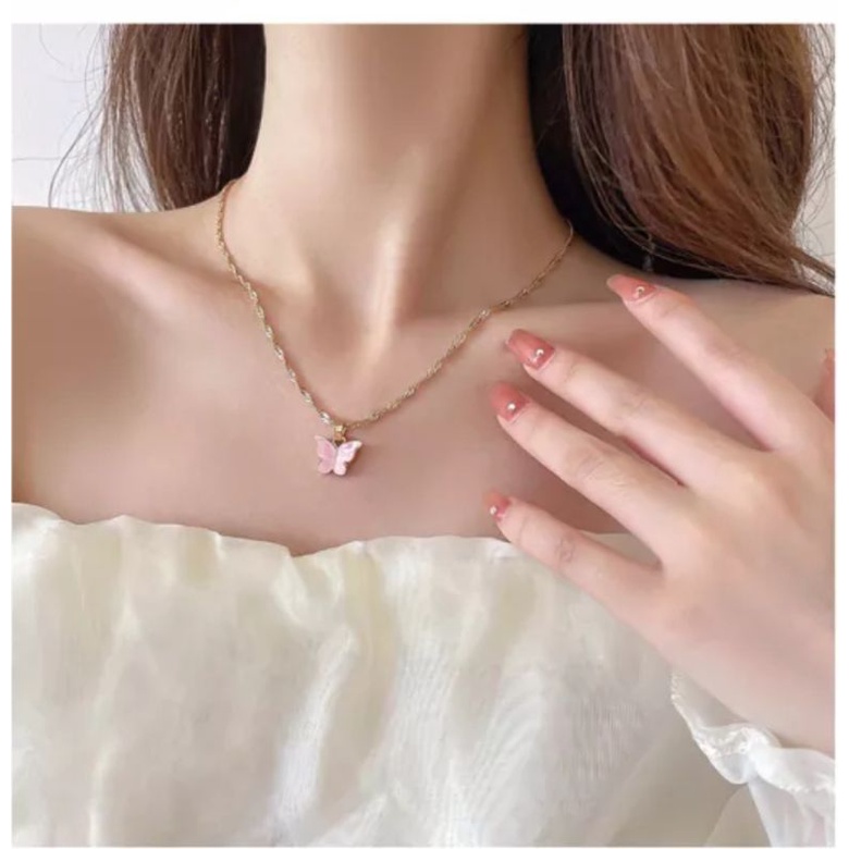 Dây chuyền mặt bướm màu sắc cá tính, vòng cổ thời trang Filibra - DC009