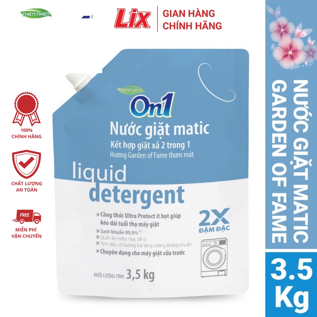 Túi nước giặt Lix nhiều mùi hương dung tích 3.5kg sạch khuẩn khử mùi thơm ngát hương hoa