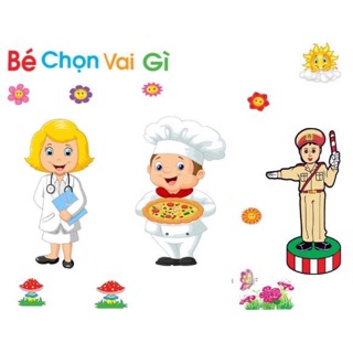 Bộ tranh góc mầm non dán tường ( size to)