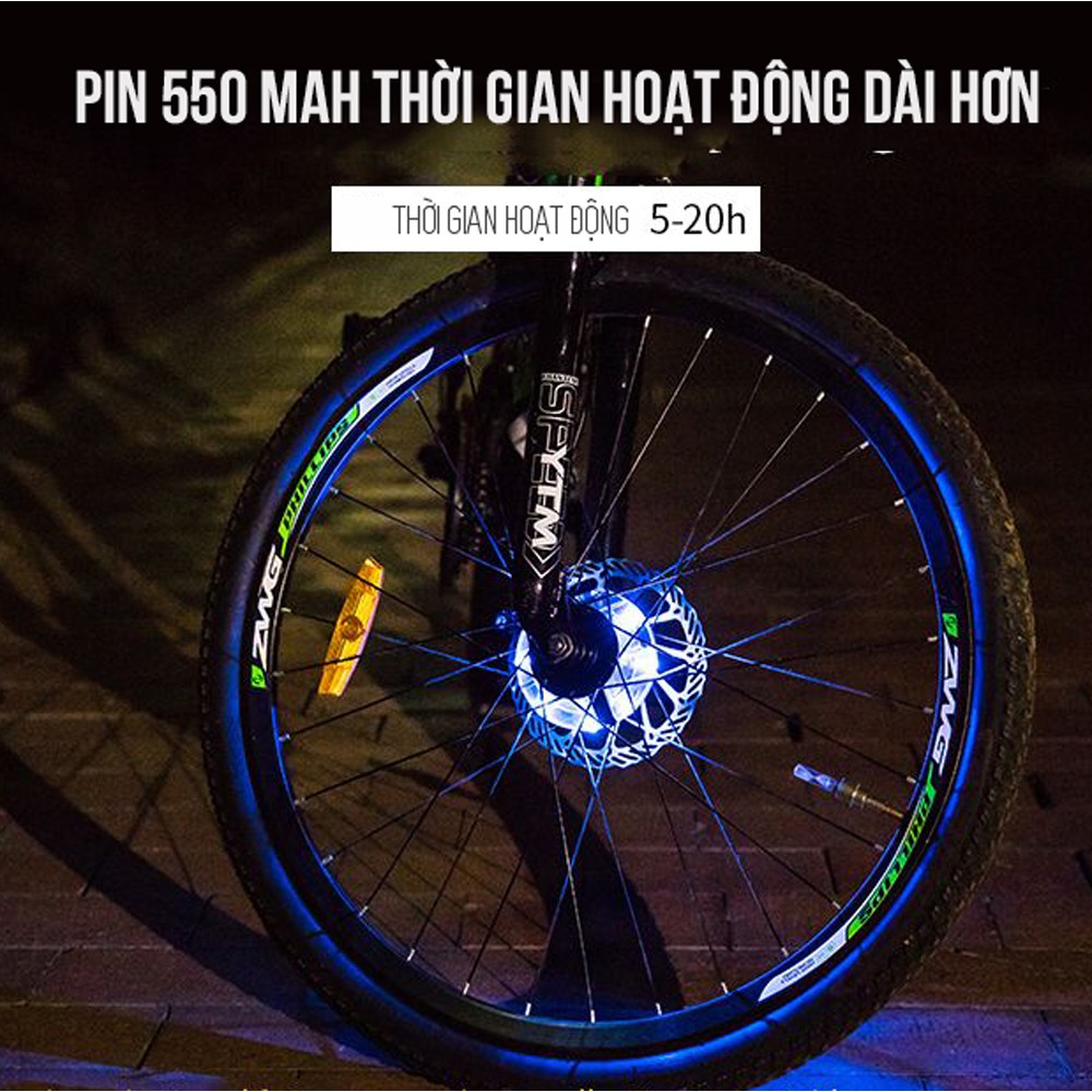 Đèn Led Gắn Bánh Xe Đạp 7 Màu (Trục Giữa phi 19-36mm) Có Sạc Điện USB Chống Nước Trang Trí Cho Xe Đạp Người Lớn