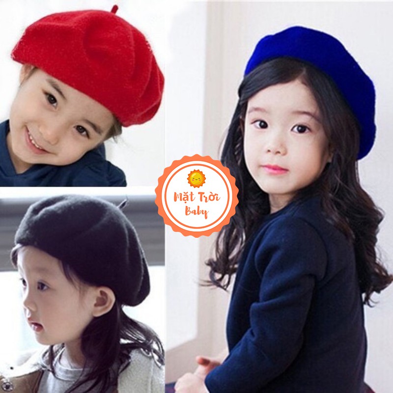 Mũ beret dạ cho bé gái 2-5 tuổi