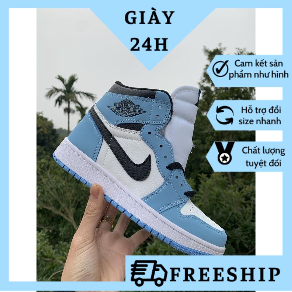 giày JD Blue University Cổ cao 1.1, màu xanh trắng hàng đẹp
