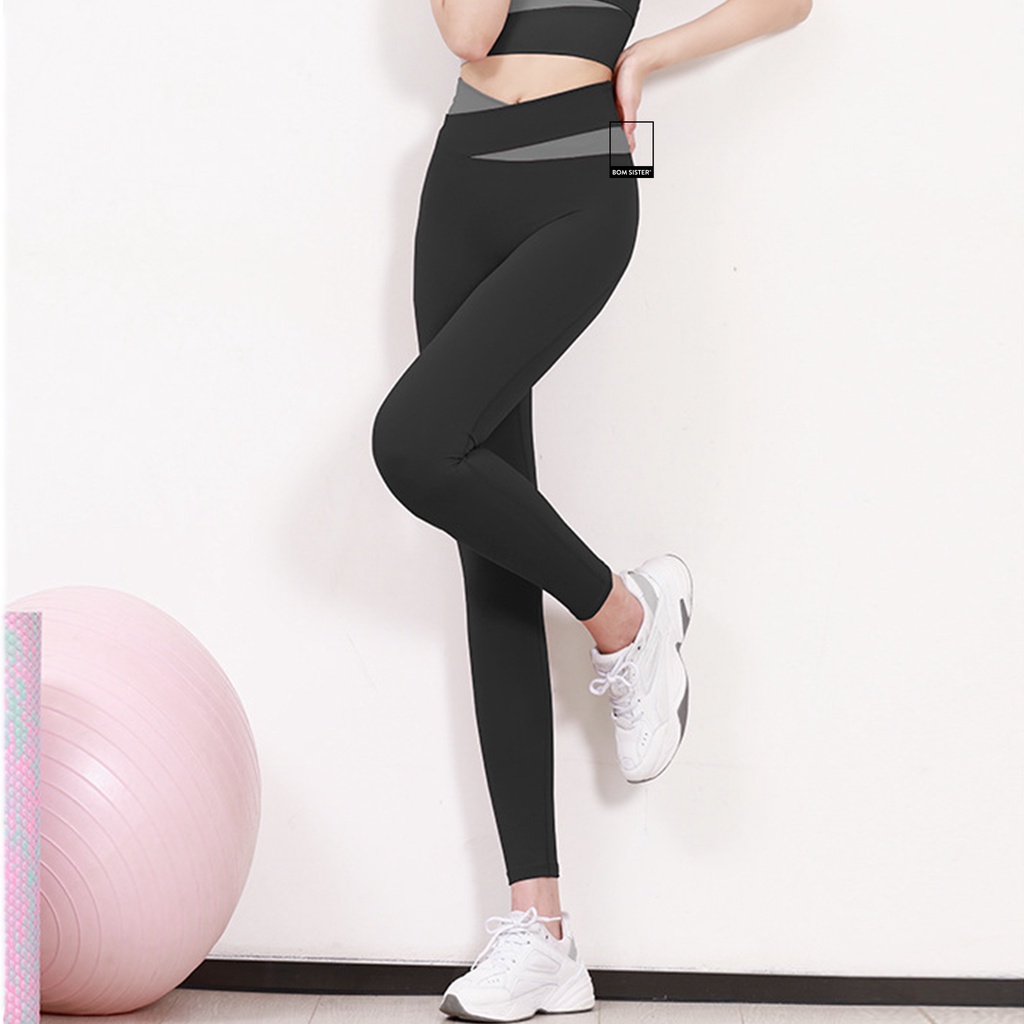 Quần thể thao tập Yoga - Gym cạp cao co giãn 4 chiều BOM SISTER QT0065