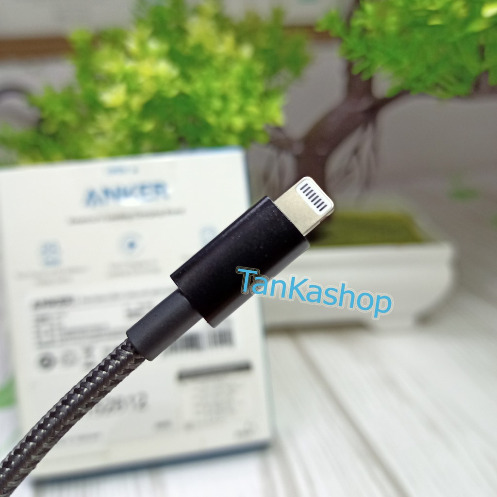 Cáp Sạc Anker Lightning A8152 Bện Dù Siêu Bền, Chuẩn MFi, Chip C89 Chống Cháy, Chiều Dài 1m Dùng Cho iphone ipad