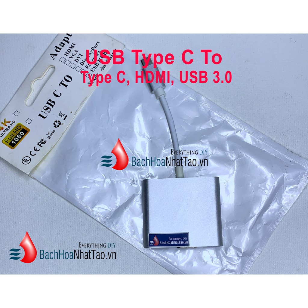 Bộ Adapter cáp chuyển Type-C sang HDMI 4k/USB/TypeC