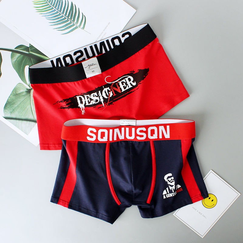 Men Boxers Briefs Underpants Underwear Trendy men's underwear men's boxers personality cotton boxers youth Korean fashion boys sexy underpants