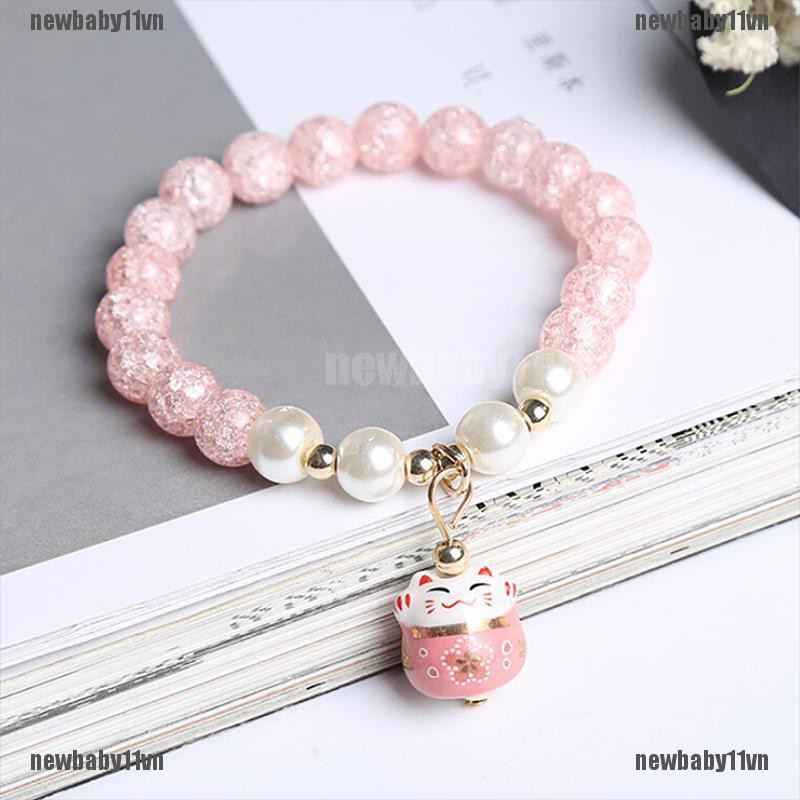 Vòng Tay Handmade HìNh MèO May MắN ĐíNh Đá Xinh XắN