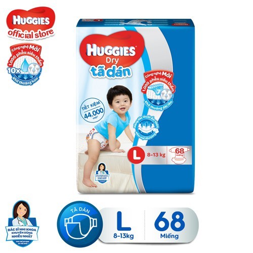 Tã dán HUGGIES DRY SUPER JUMBO M76/L68/XL62/XXL56XX56 9