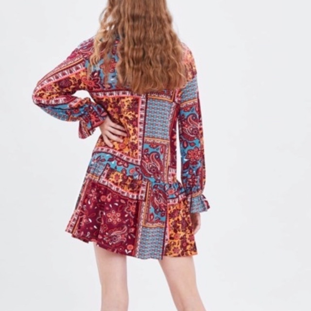 [Hàng sẵn] Váy Zara liền thân phối nhiều hoạ tiết