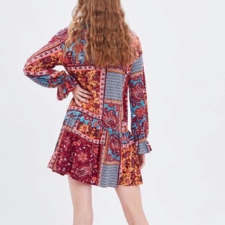 [Hàng sẵn] Váy Zara liền thân phối nhiều hoạ tiết