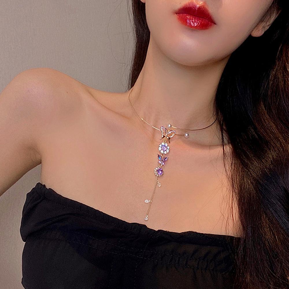 Vòng Cổ Choker Đính Hoa Tua Rua Phong Cách Bohemian Kiểu Dáng Mới|Ngọc Trai Giả