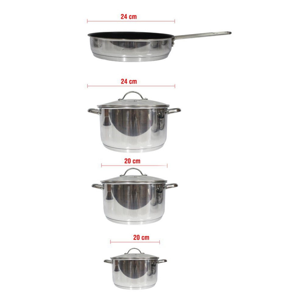 Bộ nồi 4 chiếc Chefs EH-CW4430 đáy từ Hàng chính hãng