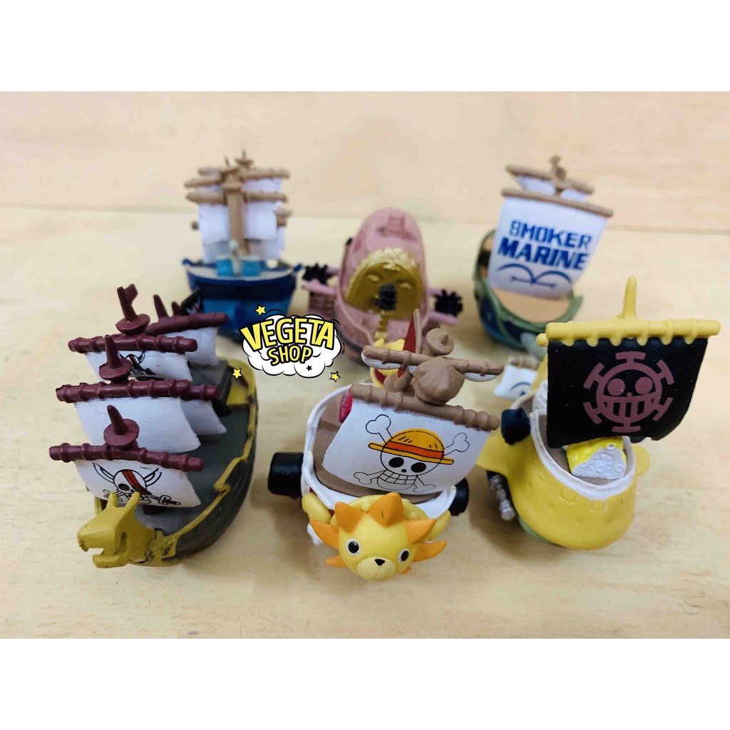 Mô hình One Piece - Set 6 tàu hải tặc One Piece - Thousand Sunny Law Submarine Smoker Marine Ship - Cao 5,5~7,5cm