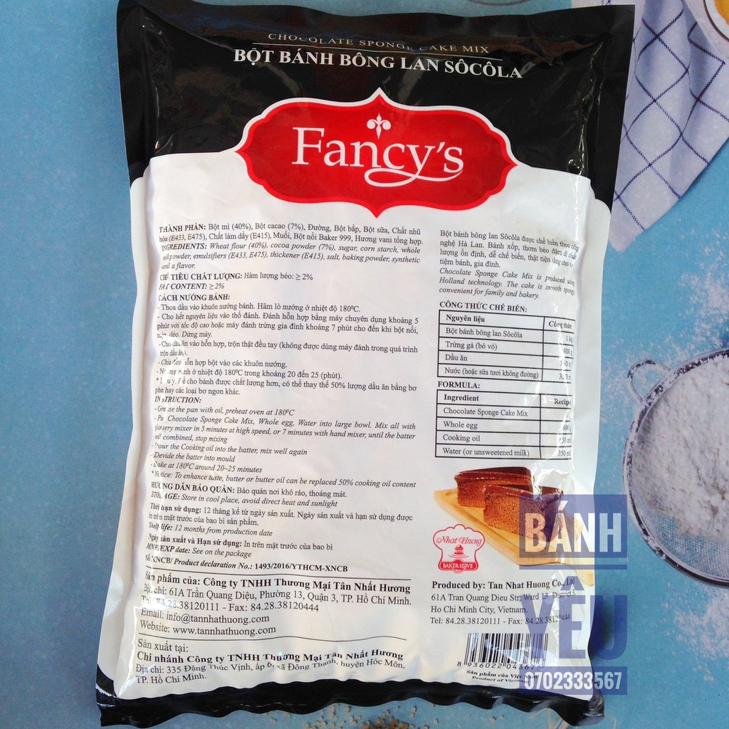 Bột Bánh Bông Lan Socola Trộn Sẵn Fancys 1kg